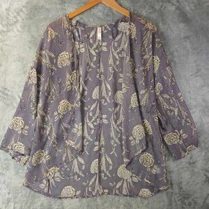Xhilaration Women's XS Soft Purple Floral Fairy Elegant Flowy Goddess Blouse